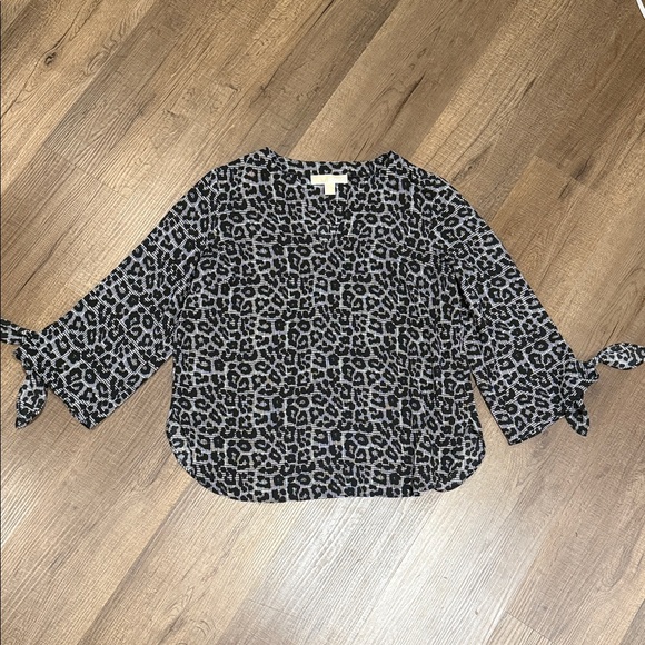 Michael Kors Tops - Michael Kors Black and Gray Leopard Print Blouse